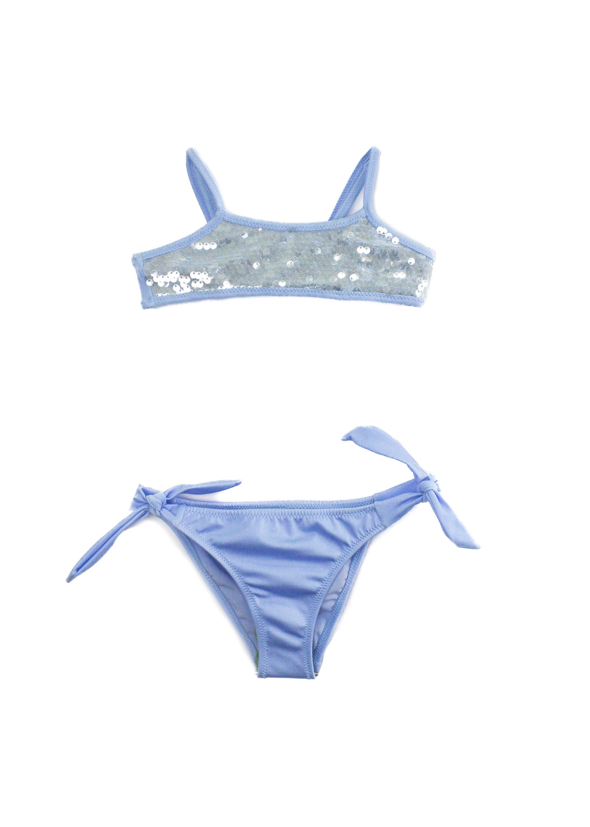 4Giveness Costume Bikini a Fascia Shine Glam Azzurro per Bambine