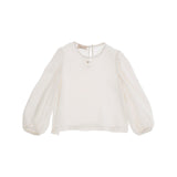 Elisabetta Franchi La Mia Bambina Camicia Panna con Targhetta Logo per Neonate