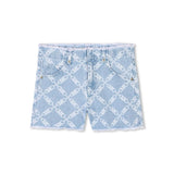 Michael Kors Kids Shorts in Denim Logo All Over per Bambine (fronte)