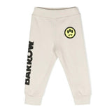Barrow Kids Cream Logo Print Fleece Pants for Babies