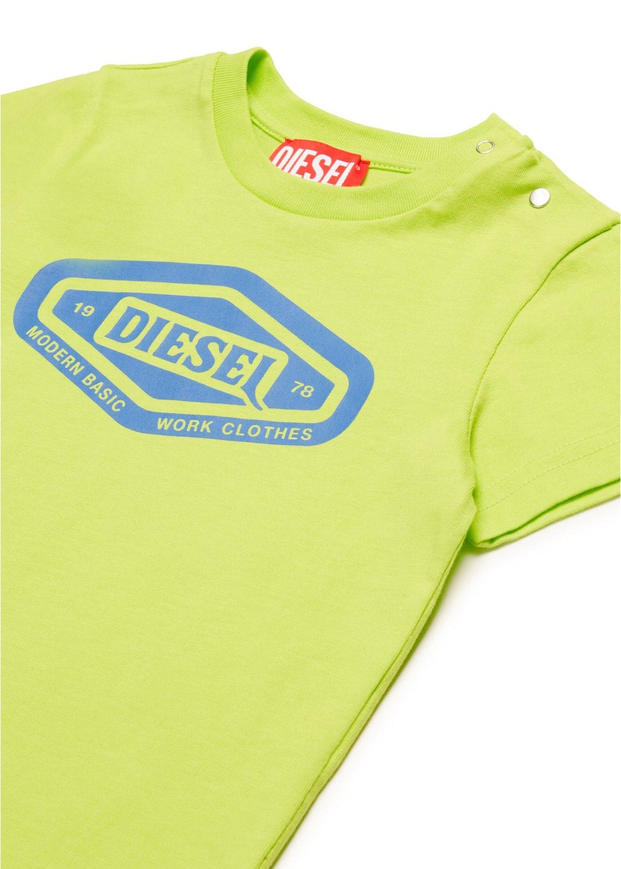 Diesel Kids T-Shirt Verde con Stampa 1978 per Neonati