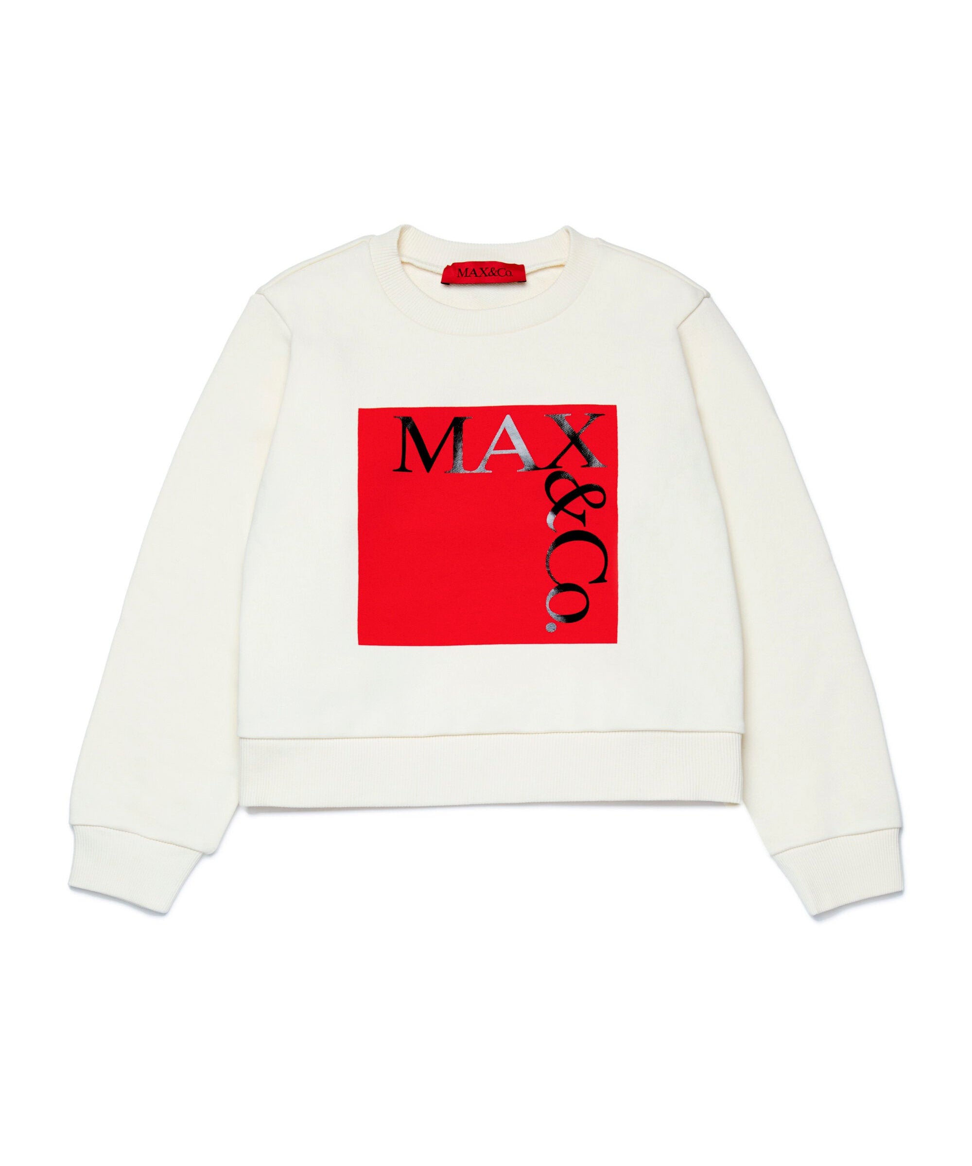 Max & Co Kids Felpa Girocollo Crema con Logo per Bambine