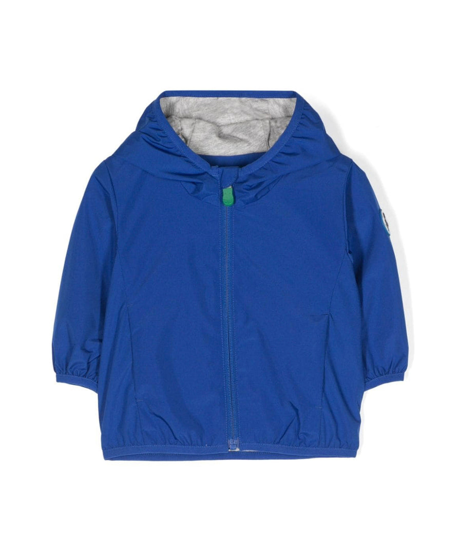 Save the Duck Kids Giubbino Blu con Cappuccio con Patch Logo per Neonati (fronte)