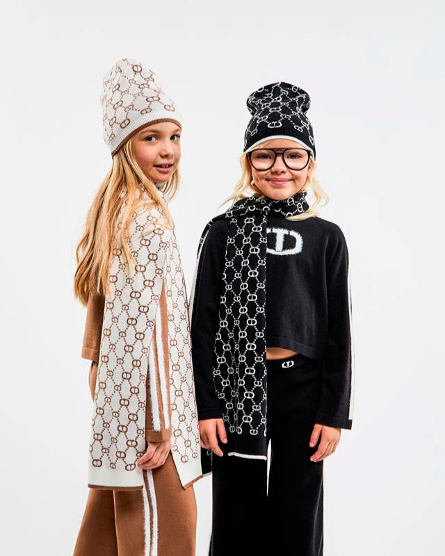 Twinset Kids Capello Milk con Motivo Multi Logo per Bambine