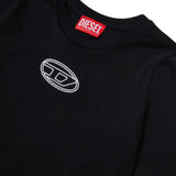 Diesel Kids T shirt Manica Lunga Nera con Oval D per Bambini (dettaglio)