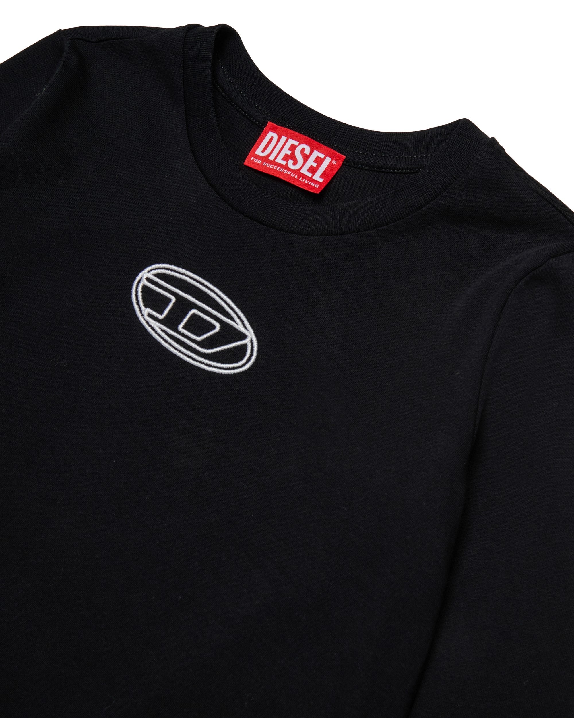 Diesel Kids T shirt Manica Lunga Nera con Oval D per Bambini (dettaglio)