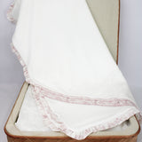 Deolinda Coperta Panna con Ricami Rosa per Neonate