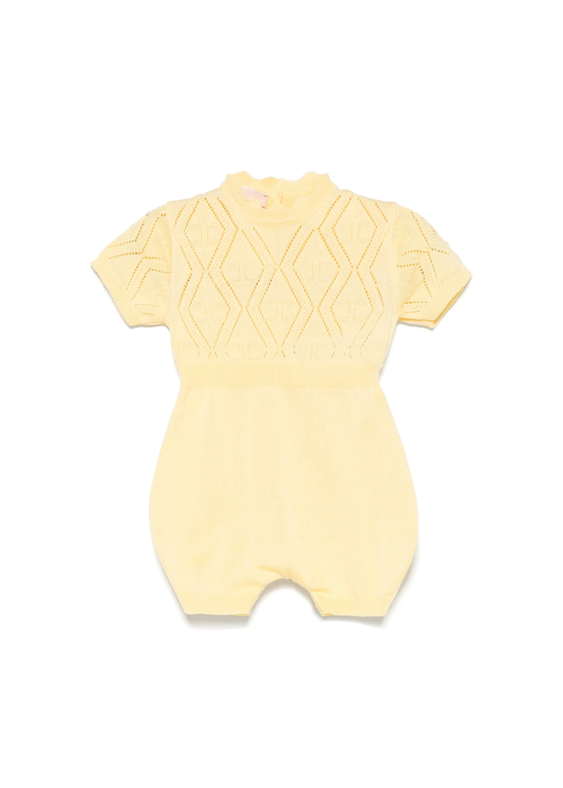 Elisabetta Franchi La Mia Bambina Pagliaccetto Limone Pointelle per Neonate