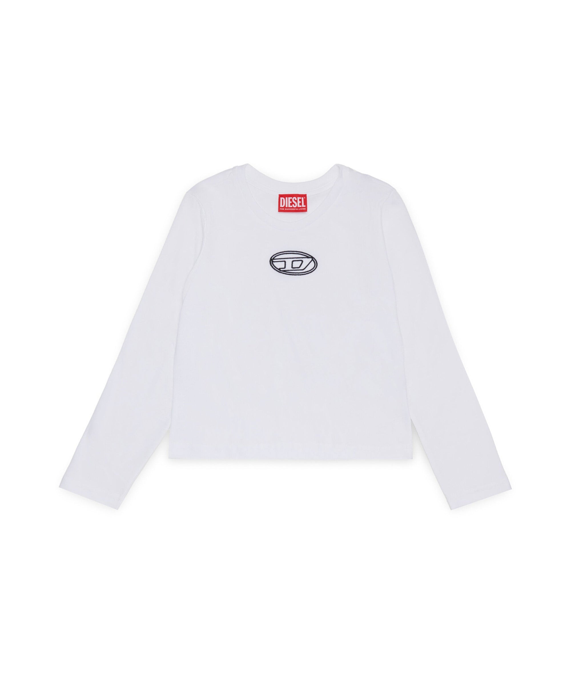 Diesel Kids T shirt Manica Lunga Bianca con Oval D per Bambine