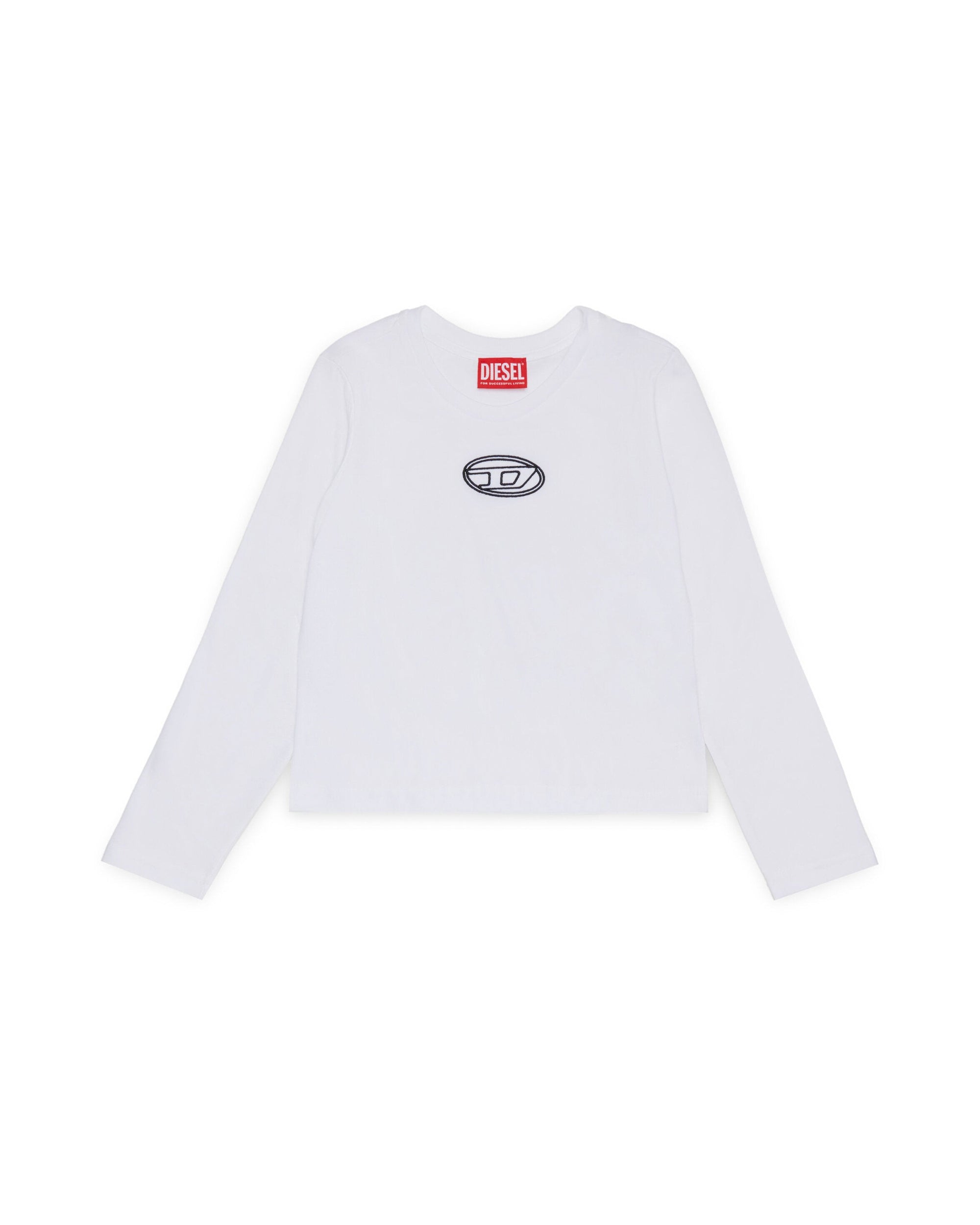 Diesel Kids T shirt Manica Lunga Bianca con Oval D per Bambine