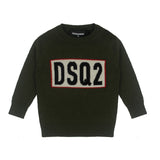 Dsquared2 Kids Maglia Girocollo Verde con DSQ2 per neonati