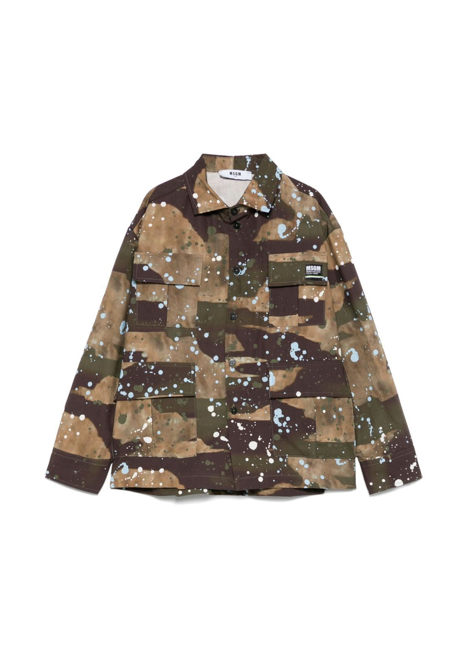 MSGM Kids Camicia Camouflage Paint Effect per Bambini