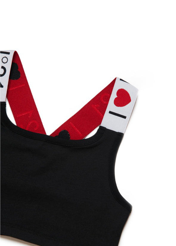N°21 Kids Top con Spalline Logate Nero