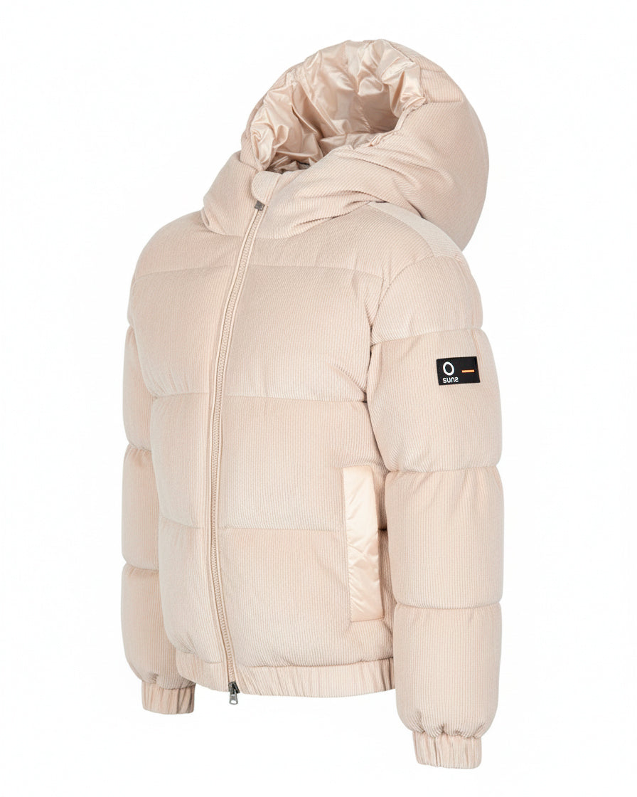 SUNS Kids Piumino Beige con Cappuccio per Bambine