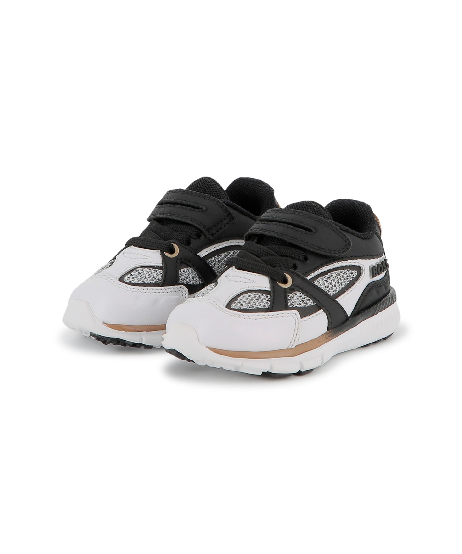 Boss Kids Sneakers Bianco/Nero con Stappo per Neonati