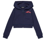 Dsquared2 Kids Felpa con Cappuccio e Zip Blu Navy per Bambine
