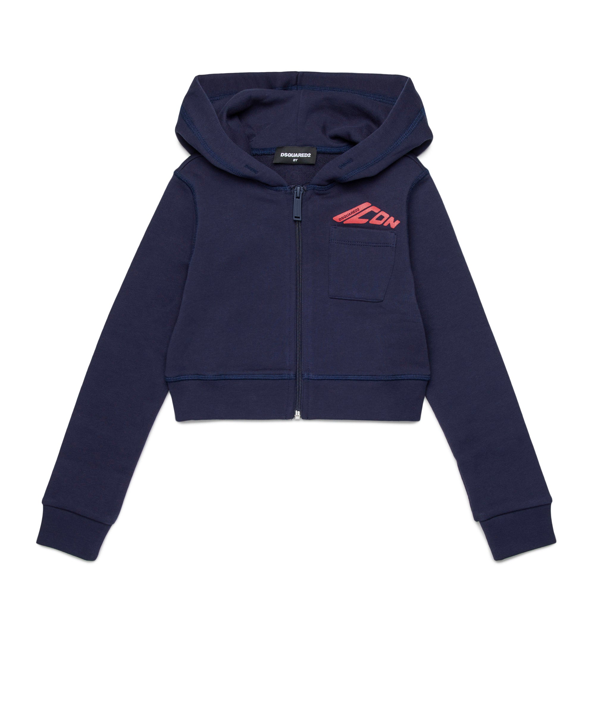 Dsquared2 Kids Felpa con Cappuccio e Zip Blu Navy per Bambine