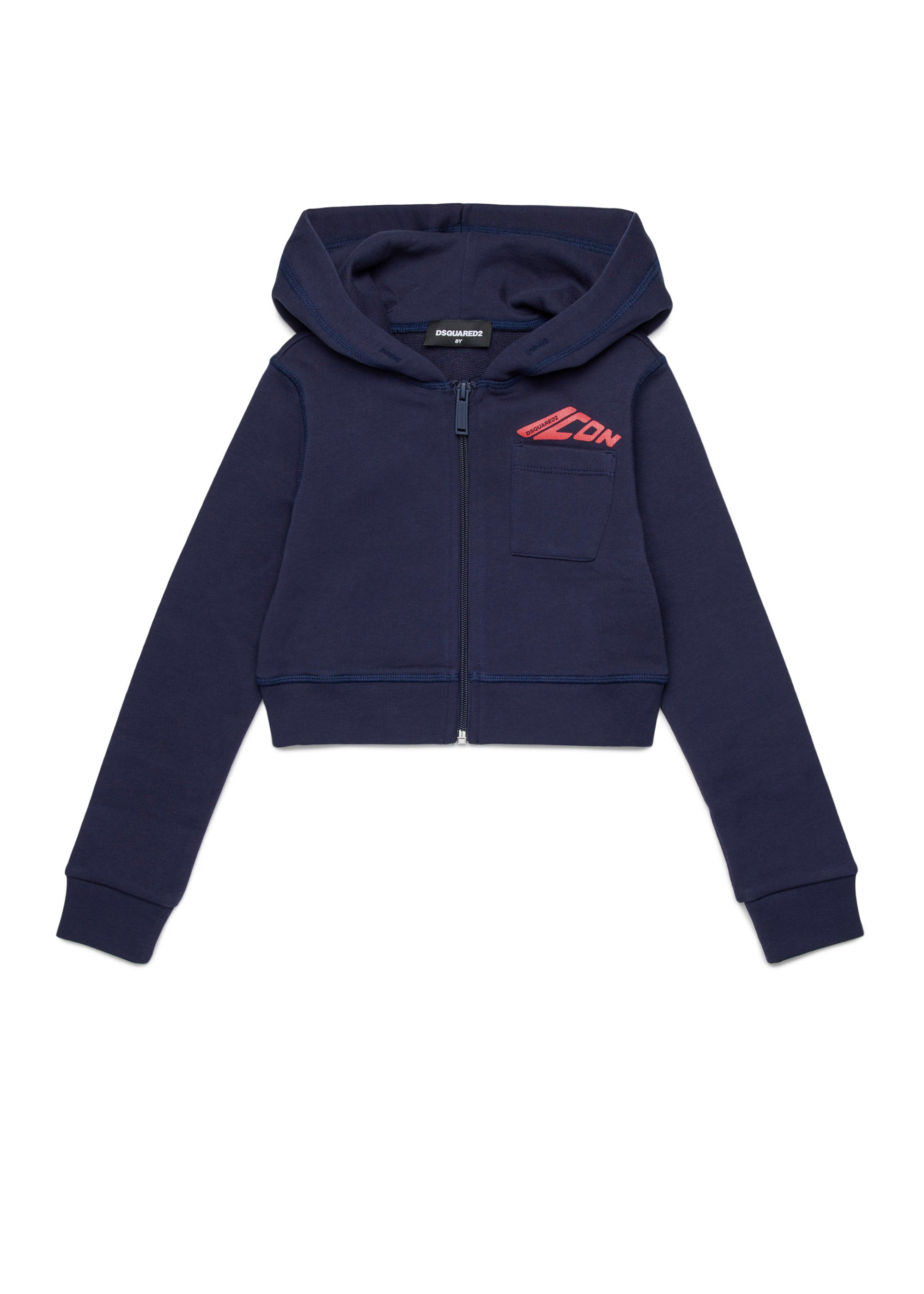 Dsquared2 Kids Felpa con Cappuccio e Zip Blu Navy per Bambine
