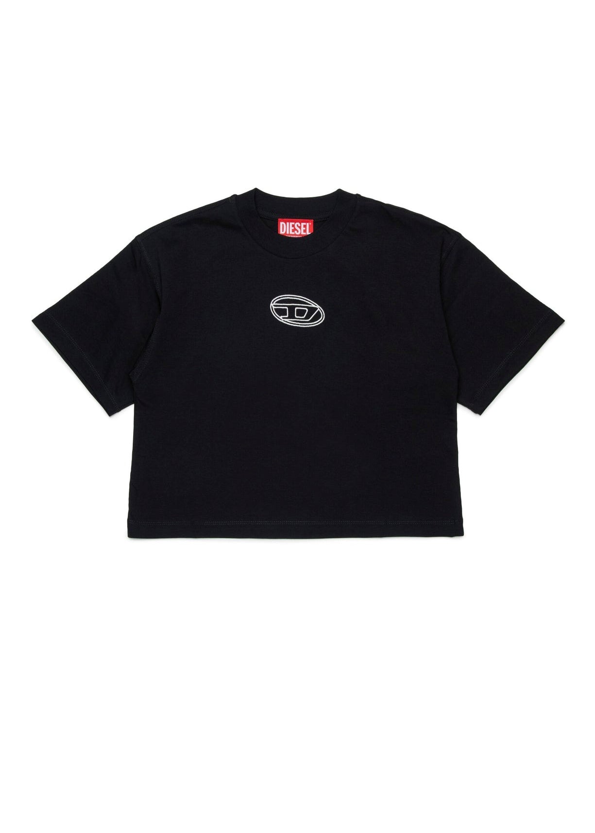 Diesel Kids T-Shirt Nera Boxy con Oval D per Bambine