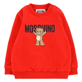 Moschino Kids Felpa Girocollo Rossa con Logo per Neonati