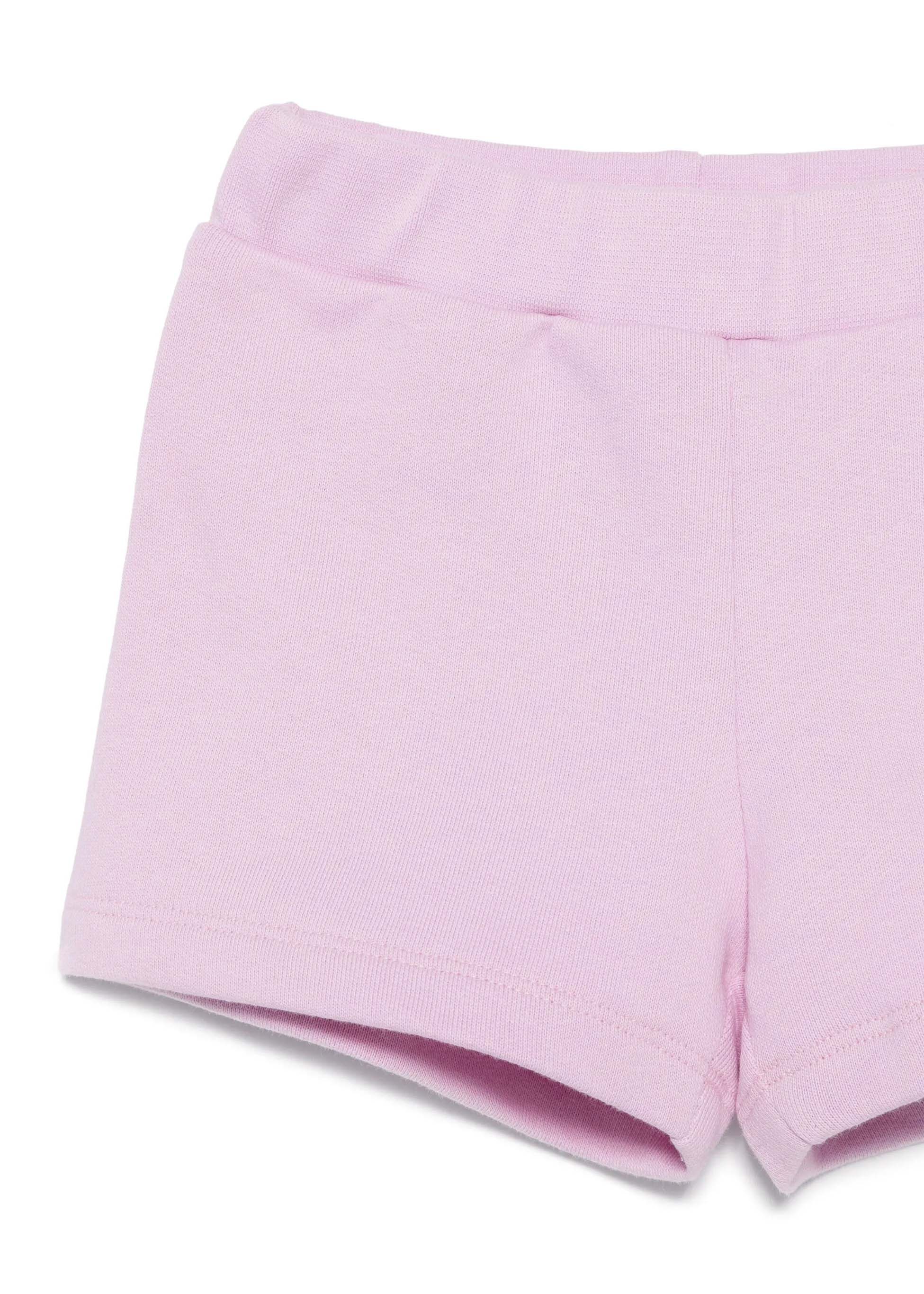 Barrow Kids T-shirt Bianca con Stampa Retro con Shorts Rosa per Neonate
