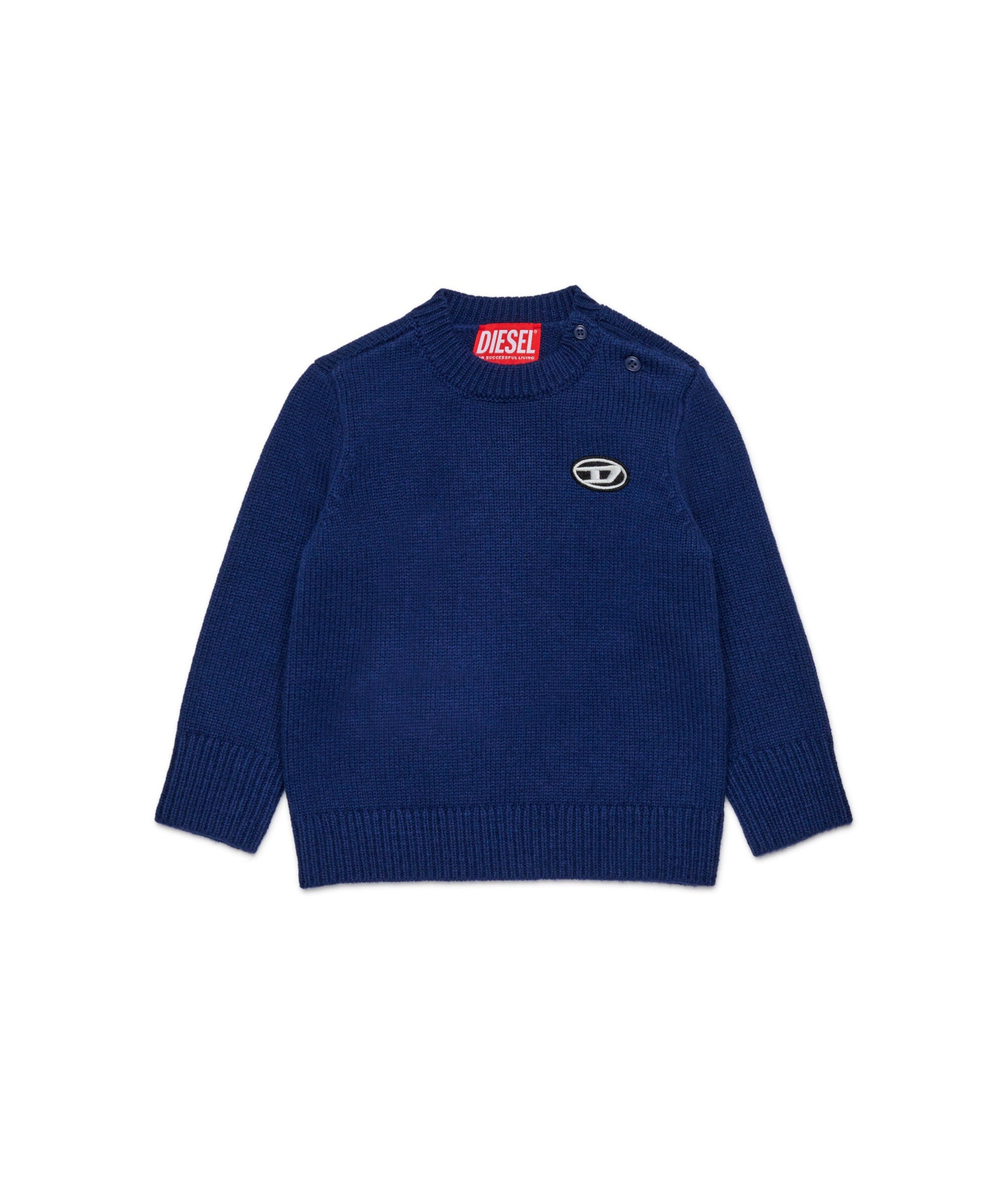 Diesel Kids Pullover Blu con Oval D per NeonatI