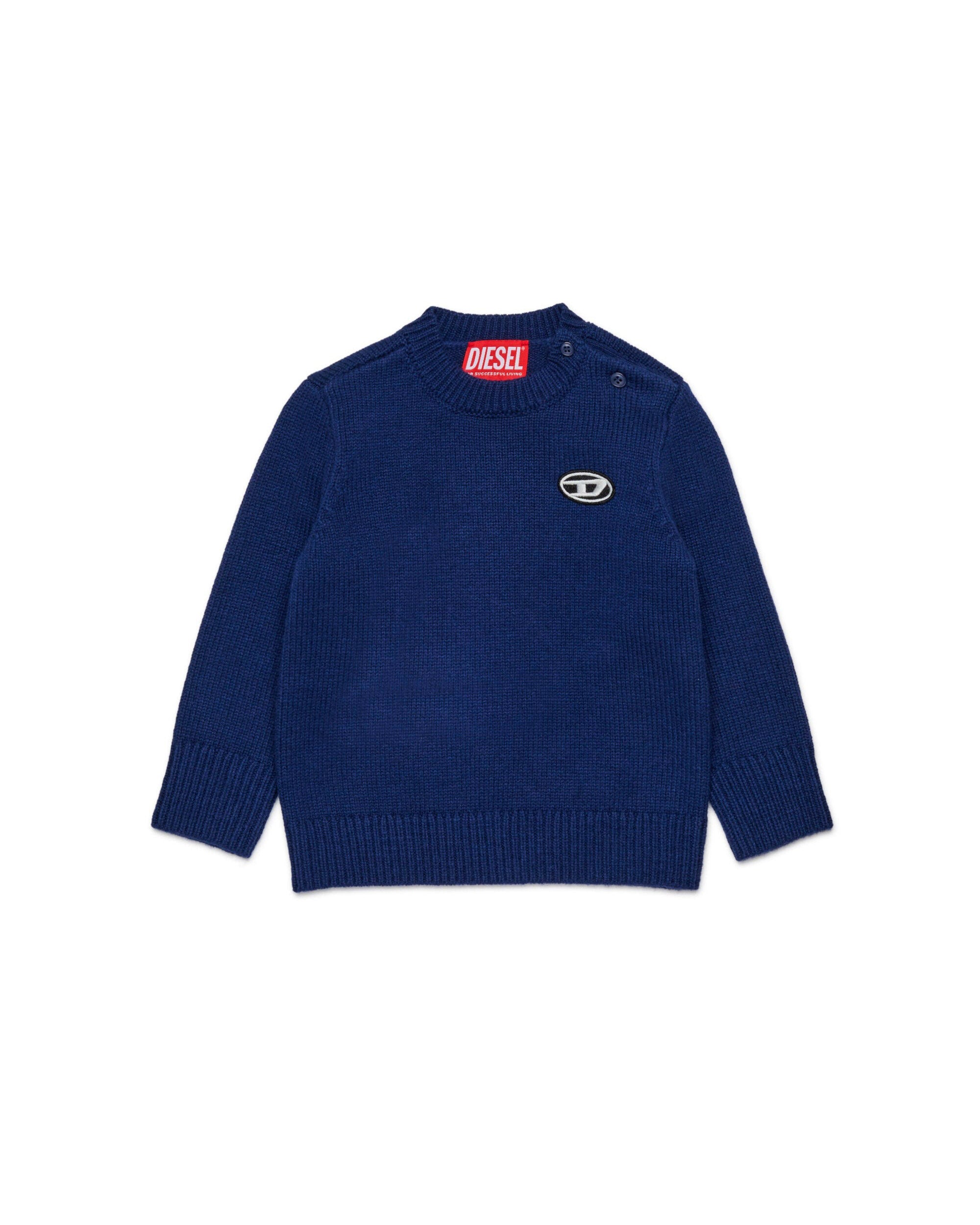 Diesel Kids Pullover Blu con Oval D per NeonatI
