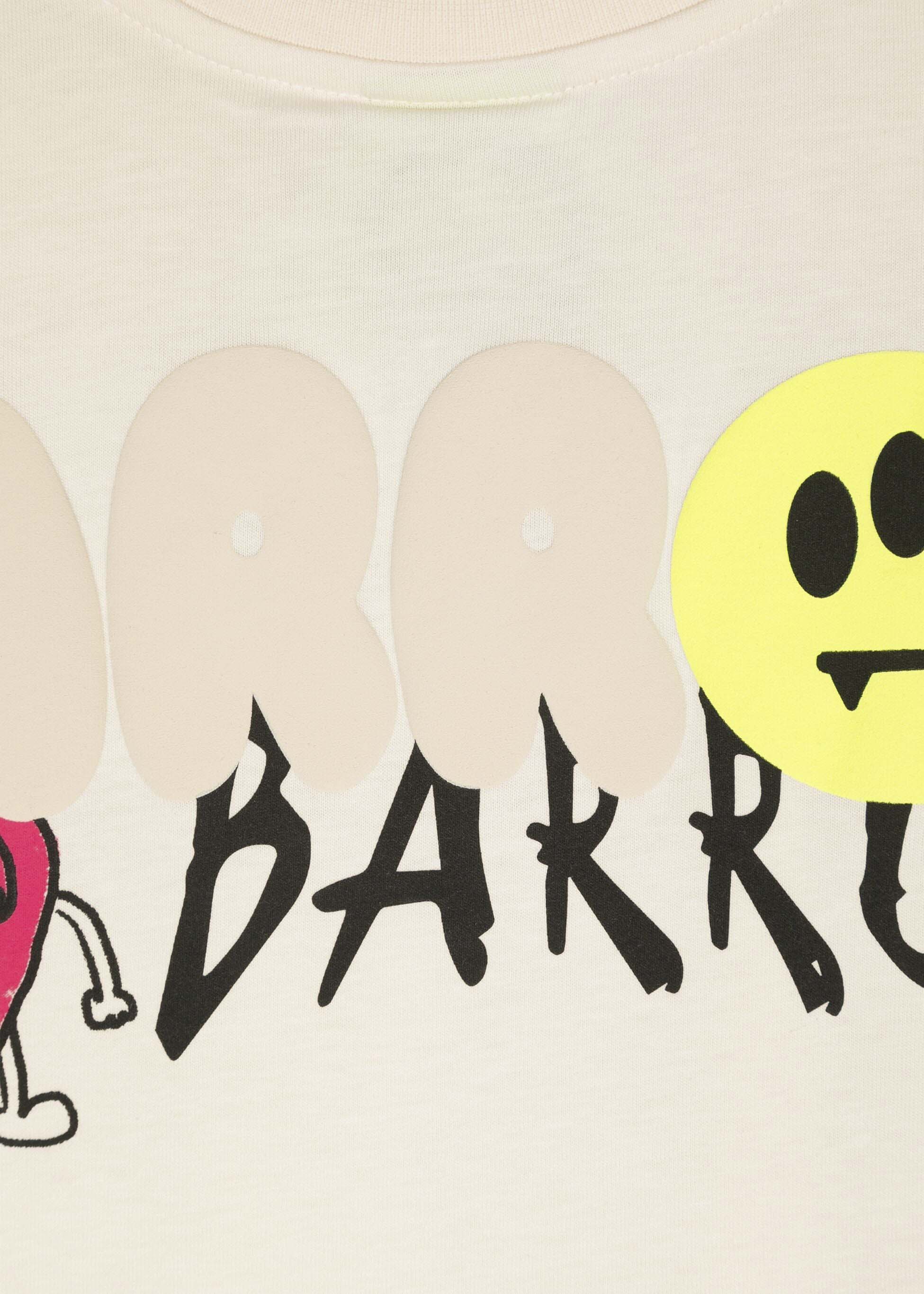 Barrow Kids T-shirt Crop Crema con Stampa Logo per Bambine (dettaglio)