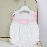 Deolinda Pagliaccetto Bianco/Rosa con Fiocco per Neonate