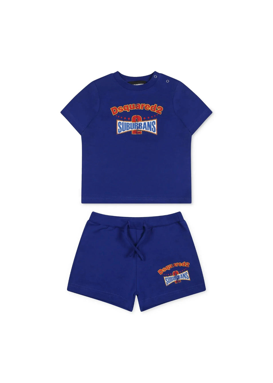 Dsquared2 Kids T-shirt Bluette con Shorts per Neonati