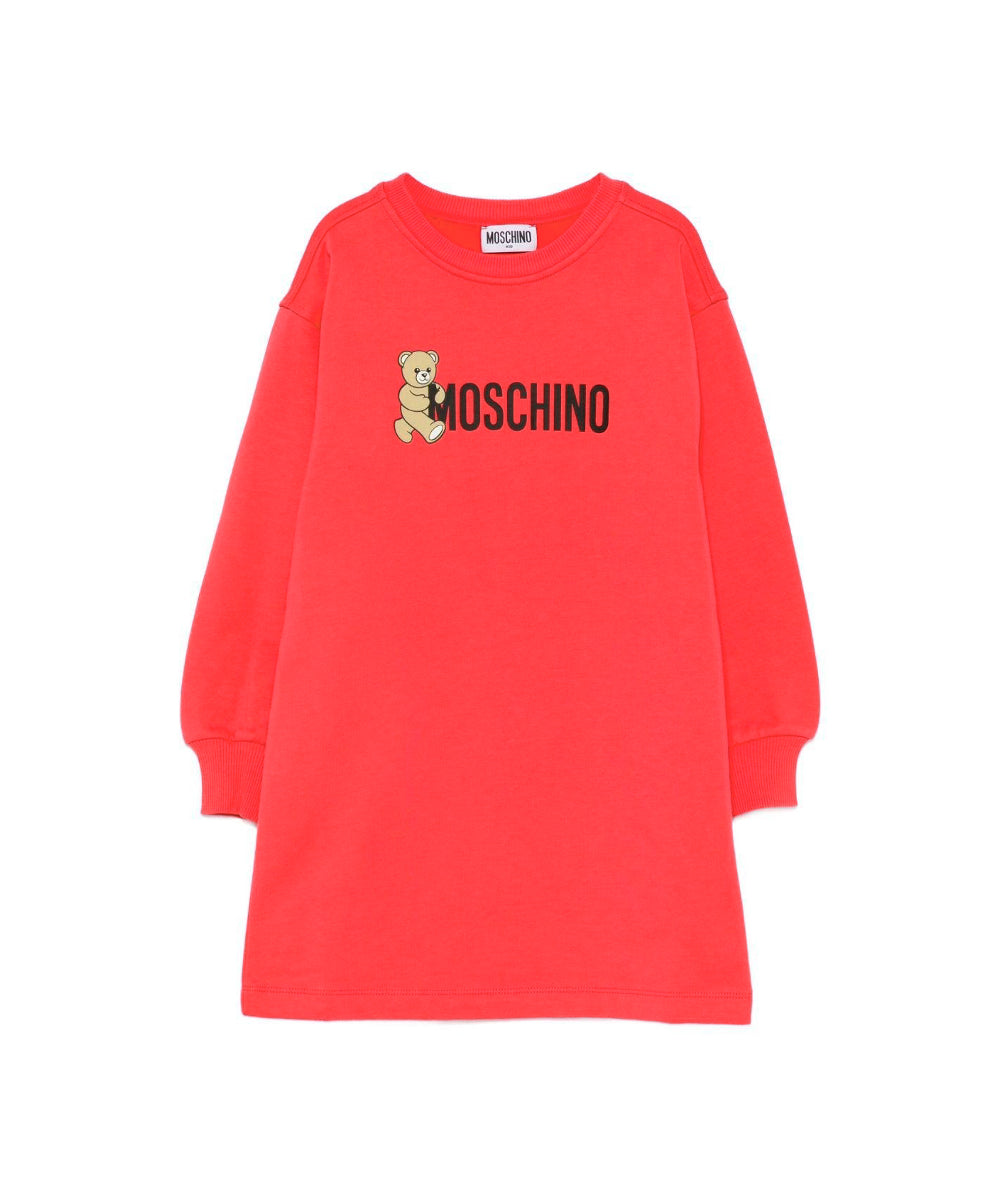 Moschino Kids Abito Rosso con Stampa Logo per Bambine