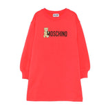 Moschino Kids Abito Rosso con Stampa Logo per Bambine