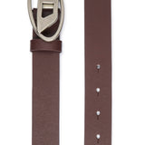 Diesel Kids Cintura Marrone in Pelle con Logo Oval D