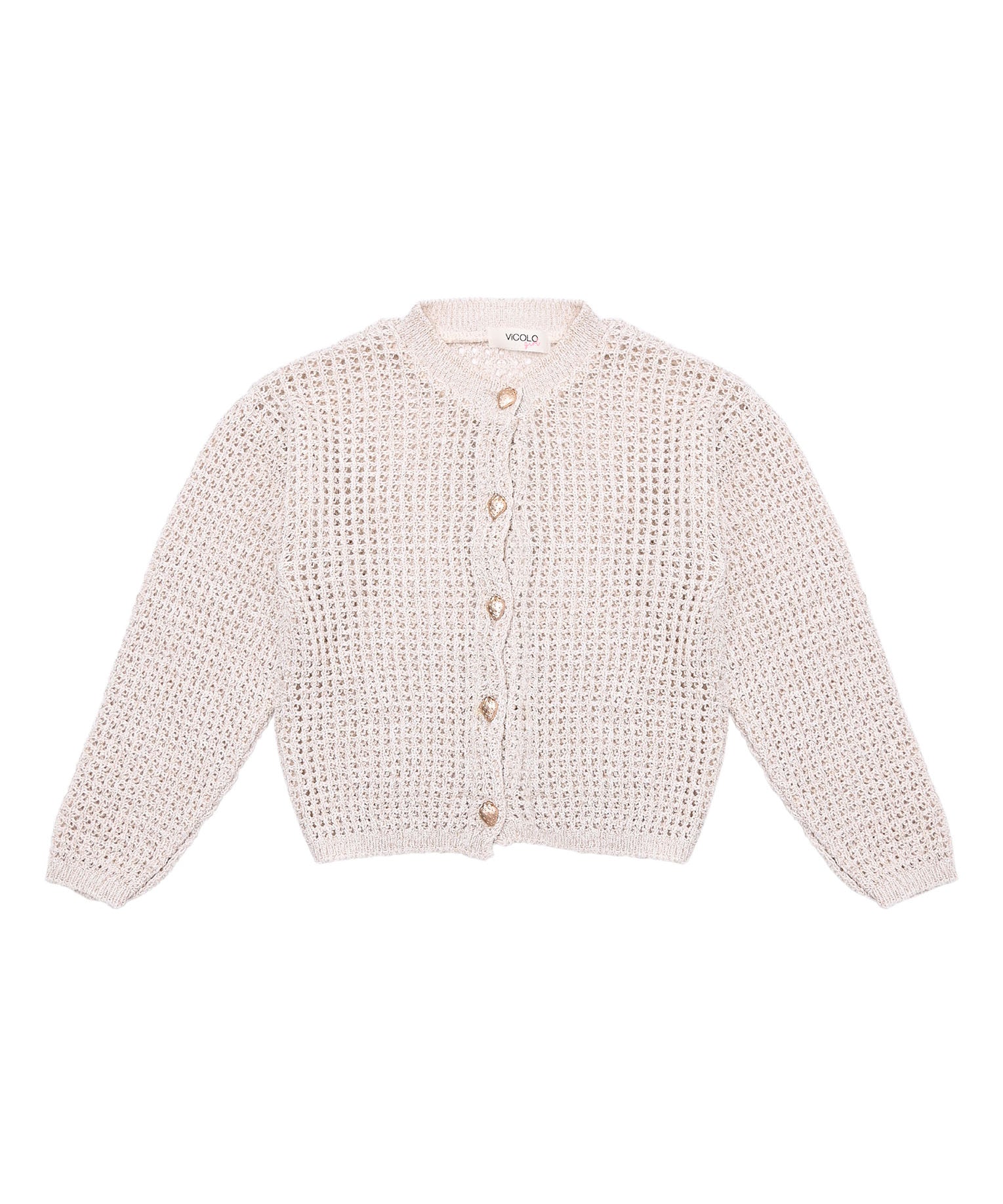 Vicolo Kids Cardigan Beige Traforato per Bambine