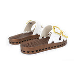 Sensi Kids Prestige White Double Band Sandal for Girls