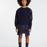 Dsquared2 Kids Pullover Blu con Inserti Denim per Bambine