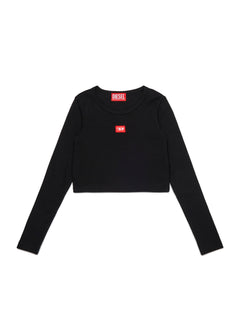 Diesel Kids T-Shirt Nera Lunghe Maniche per Bambine