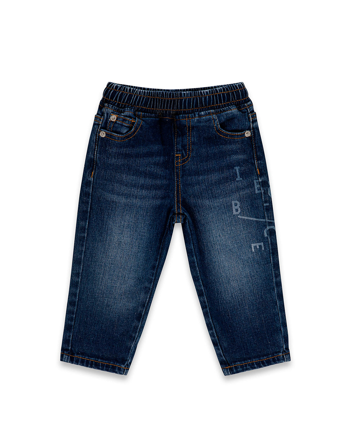 Iceberg Kids Jeans Denim Blu con Stampa a Laser per Neonati