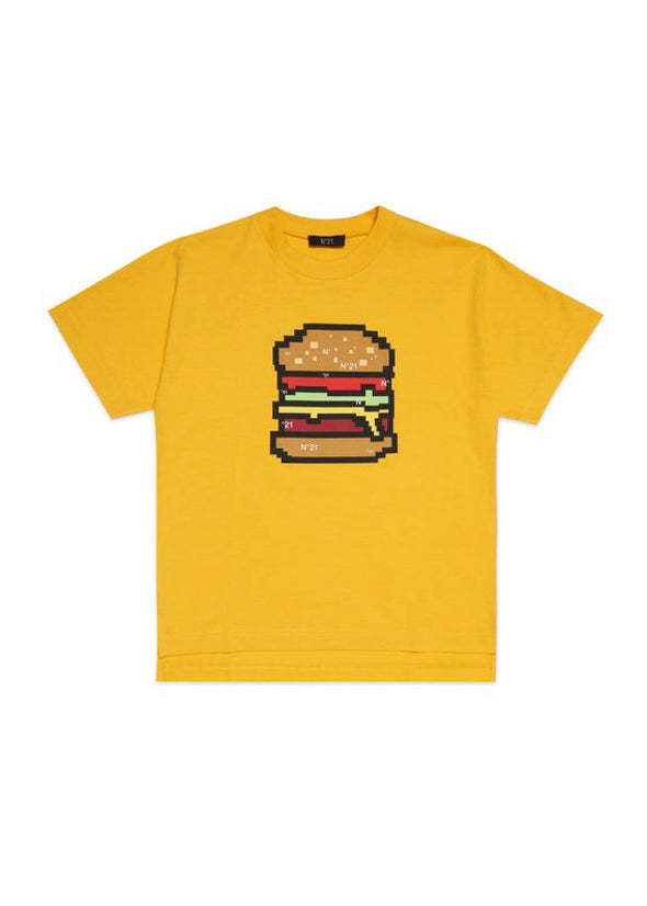 N°21 Kids T-shirt con Stampa Hamburger Gialla