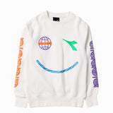 Diadora Kids Felpa Crema con Stampa per Bambini