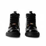 Elisabetta Franchi La Mia Bambina Anfibi Nero Lucido per Bambine