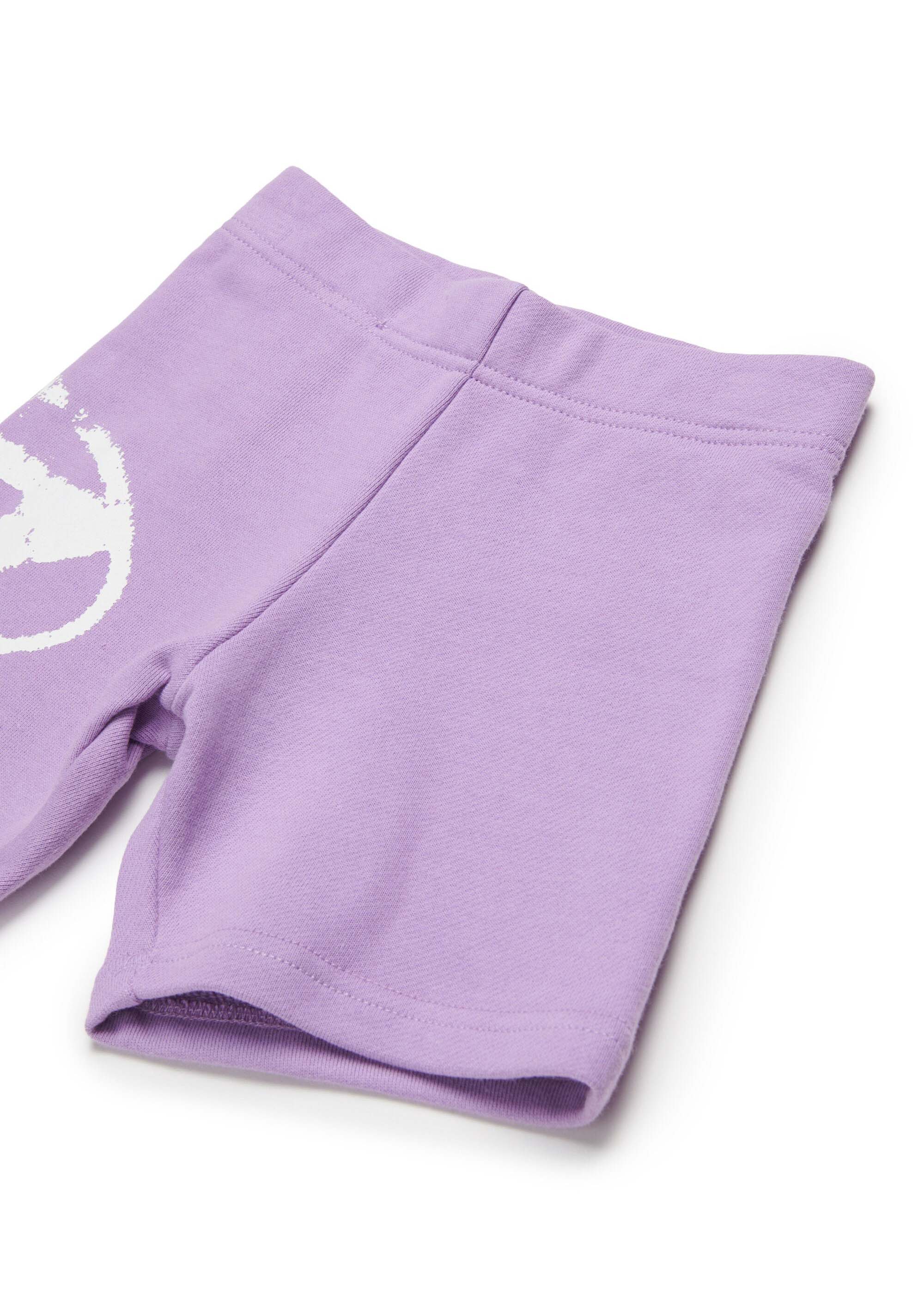 Diesel Kids Short Lilla in Felpa con Logo per Neonate