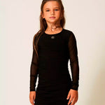 Twinset Kids Abito Nero Corto in Tulle con Arricciatura per Bambine
