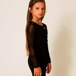 Twinset Kids Abito Nero Corto in Tulle con Arricciatura per Bambine
