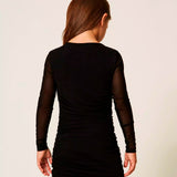 Twinset Kids Abito Nero Corto in Tulle con Arricciatura per Bambine