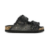 Colors of California Sandalo Doppia Fascia Nero con Strass per Bambine