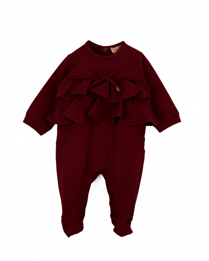 Elisabetta Franchi La Mia Bambina Tutina cherry con Volant per Neonate