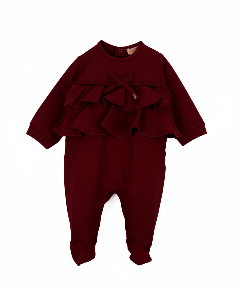 Elisabetta Franchi La Mia Bambina Tutina cherry con Volant per Neonate