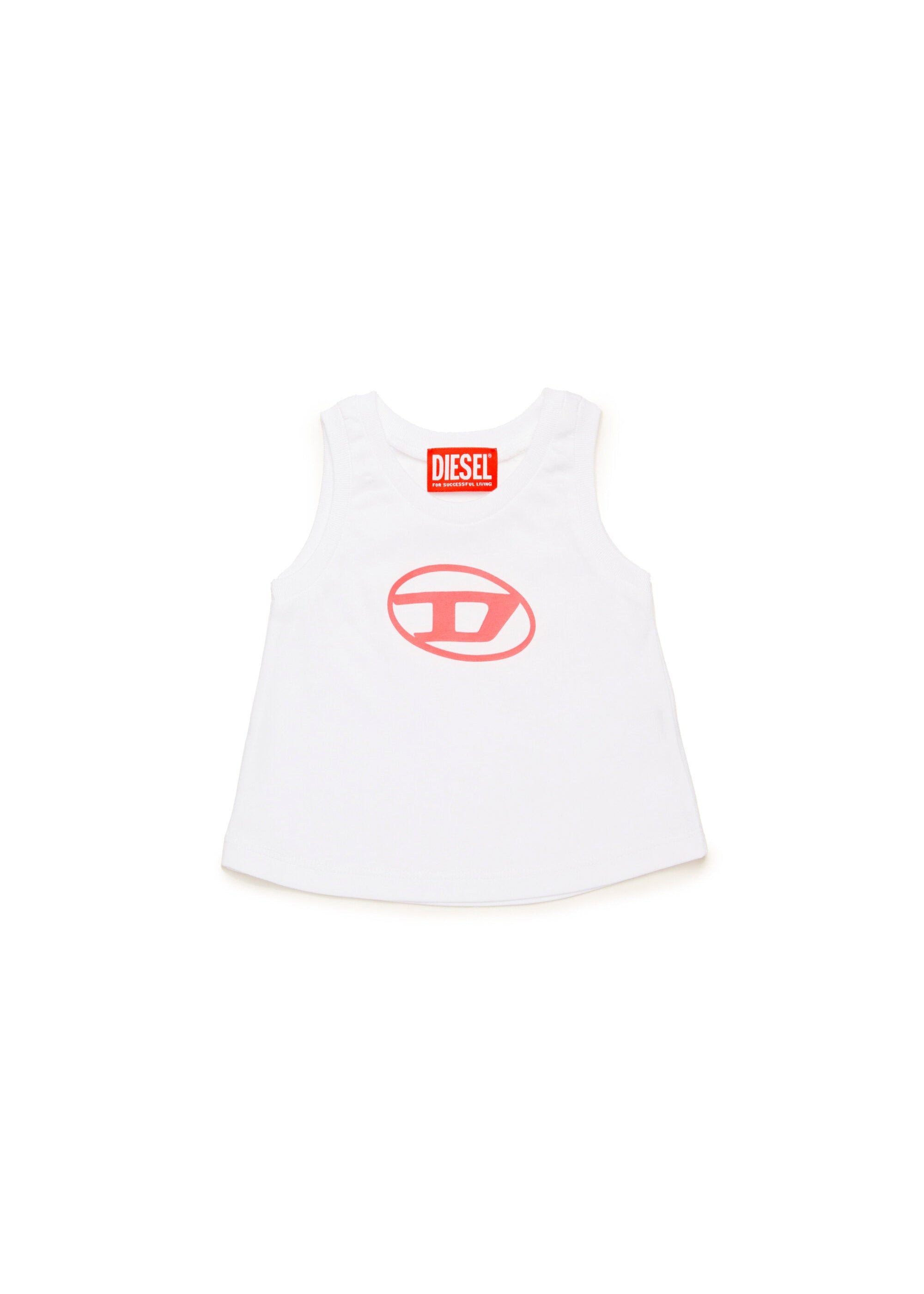 Diesel Kids Canotta Bianca con Oval D per Neonate