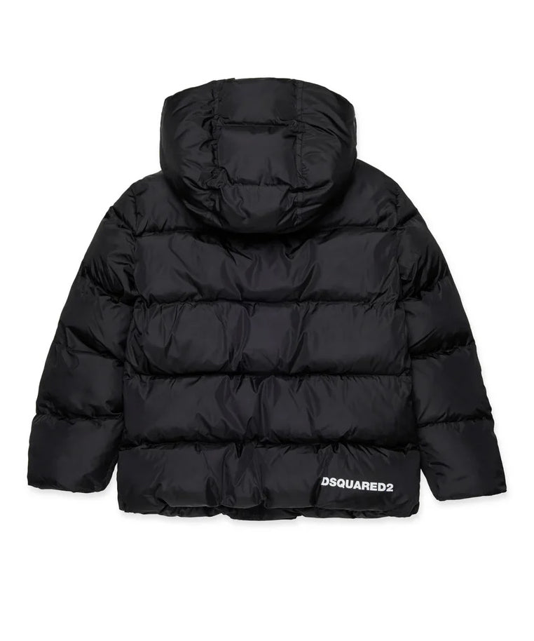 Dsquared2 Kids piumino Nero con Cappuccio e Logo Interno per Bambini